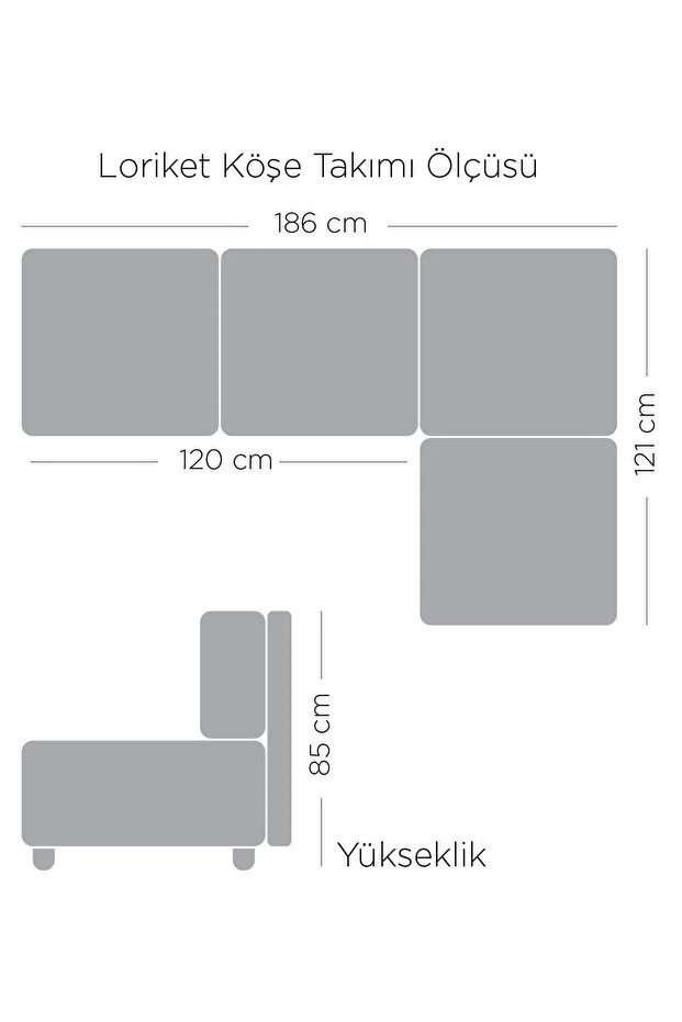Loriket Köşe Takımı AÇIK GRİ